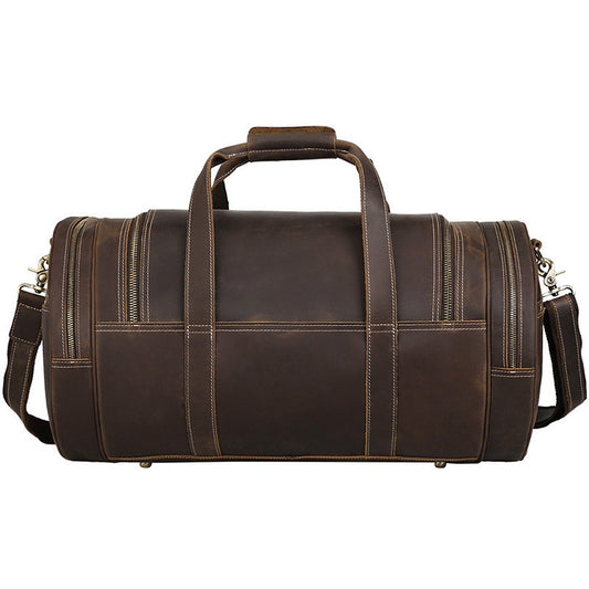 Bolsa de Viaje Cuero Crazy Horse Estilo Retro Europeo - Gran Capacidad para Gym y Aventuras - Image 2