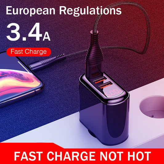 Cargador USB Triple Puerto con Pantalla LED - Carga Rápida 3.4A - Image 2