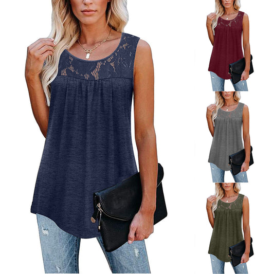 Blusas de Encaje Talla 5XL Sexy Holgadas para Mujer - Camisetas Tirantes Verano Cuello Redondo - Image 2