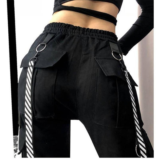 Pantalones Cargo Jogger Streetwear para Mujer en Negro - Image 2