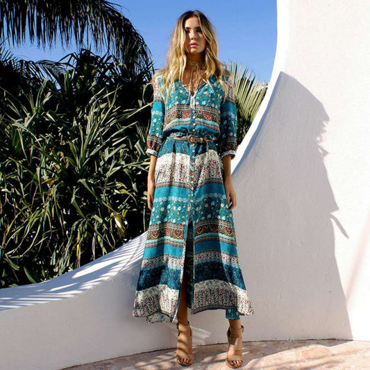 Vestido Playero Bohemio Estampado para Mujer - Image 2