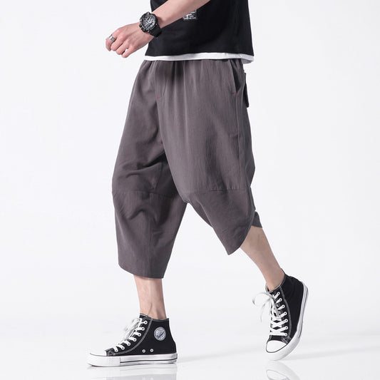 Pantalones Capri Harem de Lino Japonés Talla Grande para Hombre - Comodidad sin Costuras - Image 2