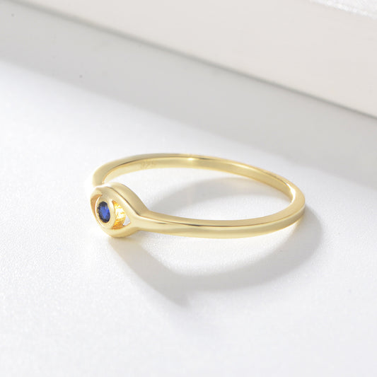 Anillo de Plata 925 con Baño de Oro 18K Ojo de Dios y Circonitas - Joya Nupcial Elegante para Mujer - Image 2