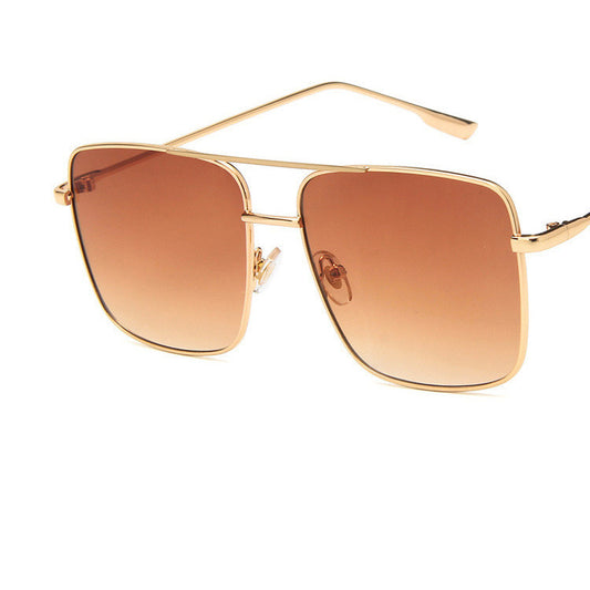 Gafas Retro Cuadradas Grandes con Marco Metálico Espejo Plano Estilo Literario - Image 2