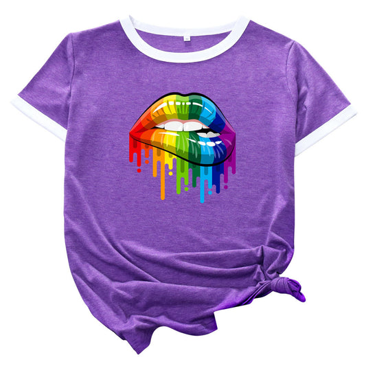 Blusa Arcoíris de Colores Bloqueados Manga Corta - Image 2