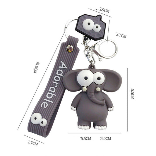 Llavero Adorable Elefante y Vaca de Ojos Grandes - Colgante Kawaii de Resina Epoxi - Image 2