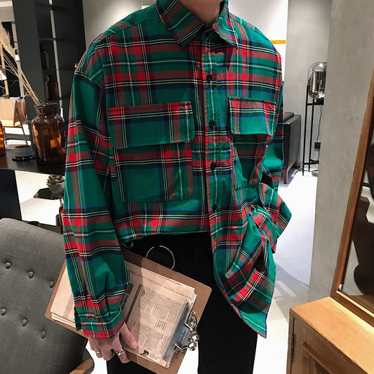 Camisa Cuadros Estilo Coreano Holgada para Hombre - Diseño Trendy Casual - Image 2
