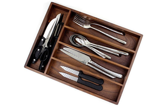 Caja de Almacenamiento para Cubiertos de Nogal Negro Estilo Occidental - Image 2
