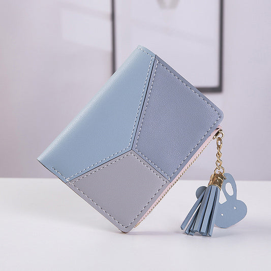 Monedero Coreano con Detalles de Contraste y Borlas - Cartera Compacta para Tarjetas - Image 2