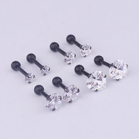 Aretes de Circonita en Forma de Corazón Acero Inoxidable Perforados - Image 2