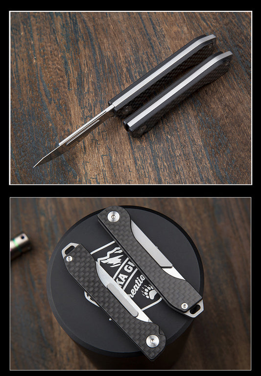 Cuchillo de Fibra de Carbono Multiusos Plegable con Grabado - Navaja de Precisión para Exterior - Image 2