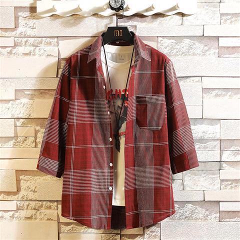 Camisa Casual Holgada a Cuadros de Manga Corta para Hombre - Image 2