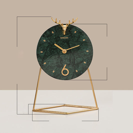 Reloj de Escritorio Mármol Lujo - Decoración Moderna con Base Metálica - Image 2