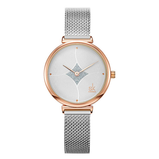 Reloj de Acero Inoxidable con Malla Doble Aguja - Diseño Minimalista - Image 2