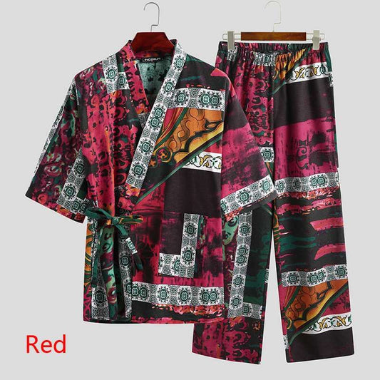 Pijama para Hombre Manga Corta Cuello V con Estampado y Cordones - Image 2