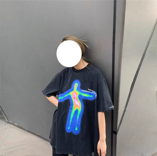 Camiseta Estampado Fantasma Estilo Urbano Unisex - Diseño Hip-hop Tendencia - Image 2