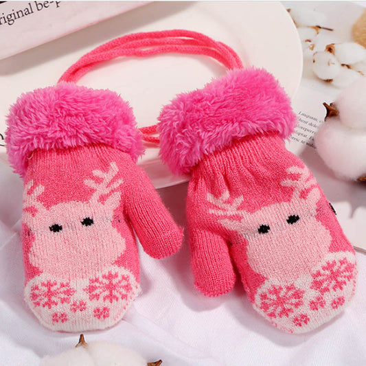 Guantes Infantiles Invierno con Diseño Navideño y Cordón de Seguridad - Image 2