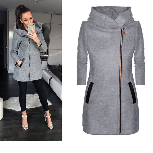 Chaqueta Sudadera con Capucha y Cierre Lateral para Mujer - Fleece Cálido - Image 2