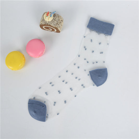 Medias Cortas de Seda Retro Japonés con Lunares - Transparentes y Ultrafinas - Image 2