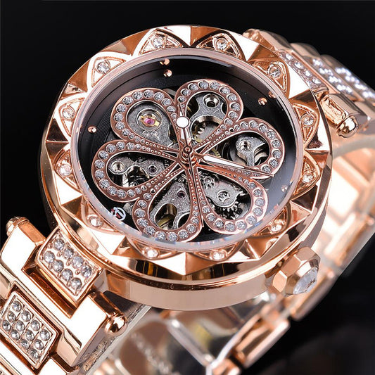 Reloj Mecánico Elegante para Mujer con Cristales y Diseño Hueco - Image 2