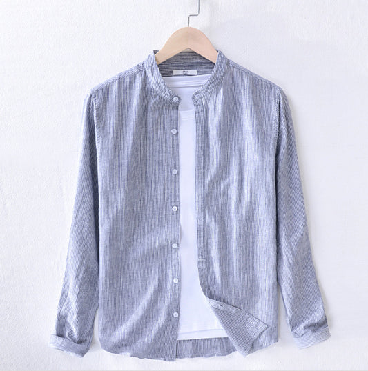 Camisa Casual de Algodón y Lino de Manga Larga - Image 2