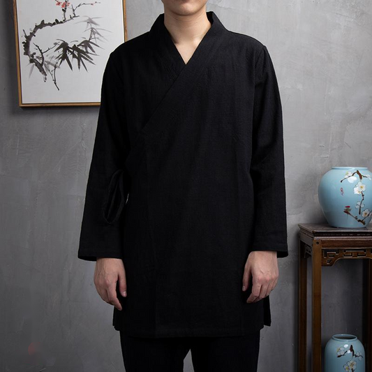 Kimono Templo de Lino - Túnica Suelta Estilo Asiático para Hombre - Image 2