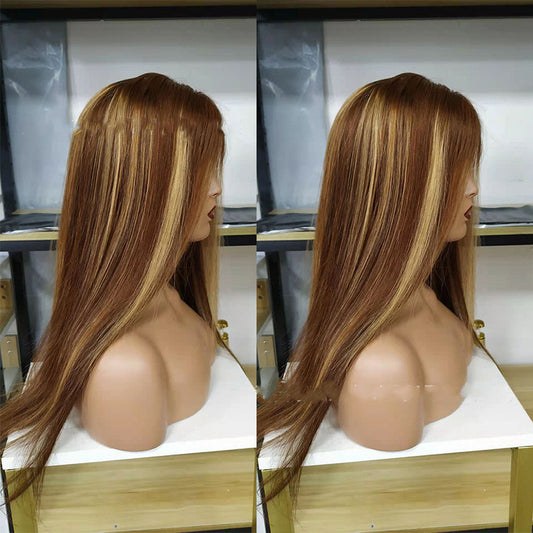 Peluca Frontal de Encaje Cabello Brasileño Piano Color P4.27 4X4 Liso - Image 2