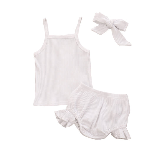 Conjunto Infantil de Tres Piezas con Shorts y Vincha - Image 2