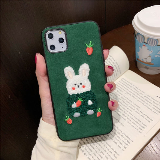 Funda para iPhone 11 Pro Max con Diseño Coreano de Conejo y Oso Peluche - Image 2