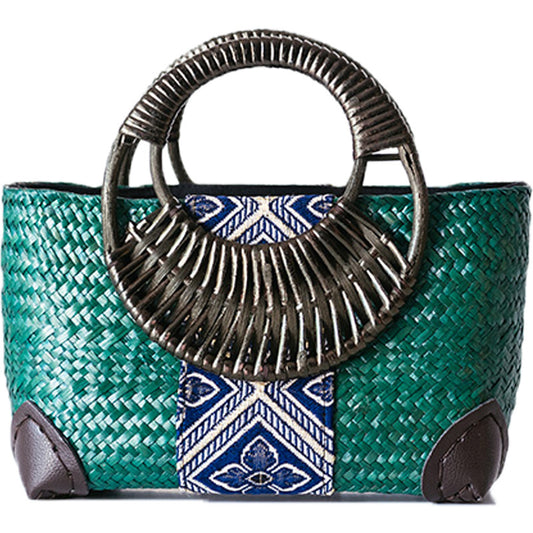 Bolsa Tejida de Ratán Artesanal Tailandesa - Estilo Retro Nacional para Mujeres - Image 2