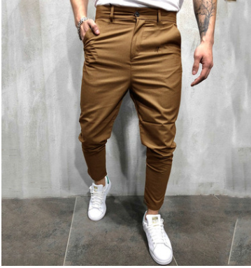 Pantalones Casuales Slim Fit en Tela Tejida Color Sólido para Hombre - Image 2