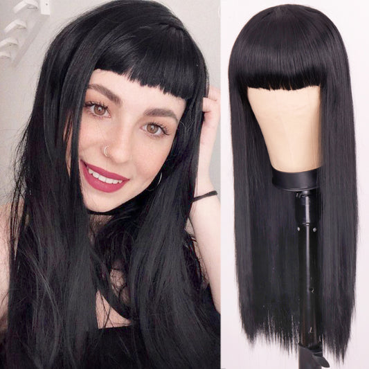 Peluca Larga Naranja Cabello Liso Sintético Premium - Image 2
