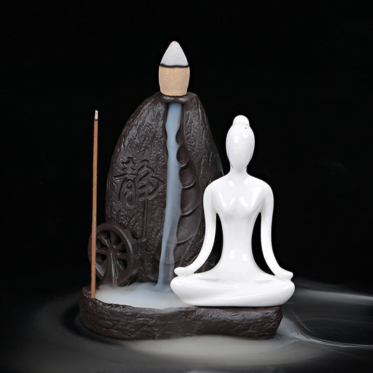 Quemador de Incienso Cerámico Zen con Diseño Agua Fluida - Decoración Minimalista para Hogar y Oficina - Image 2