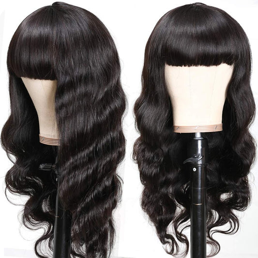 Peluca de Cabello Natural con Flequillo - Volumen y Estilo Instantáneo - Image 2