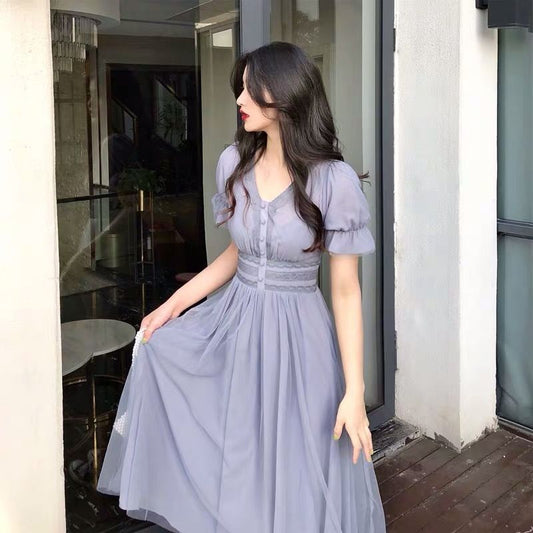 Vestido de Encaje Elegante con Escote V y Efecto Mesh Fairy - Image 2