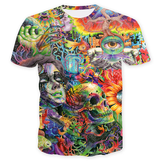 Camiseta Unisex Calavera 3D con Diseño Graffiti - Estilo Urbano Personalizado - Image 2