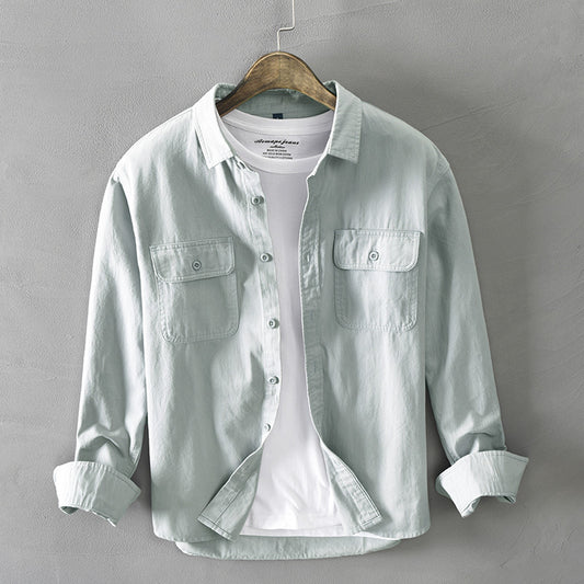 Camisa Blanca Suelta Estilo Hong Kong para Hombre - Algodón Manga Larga Casual - Image 2