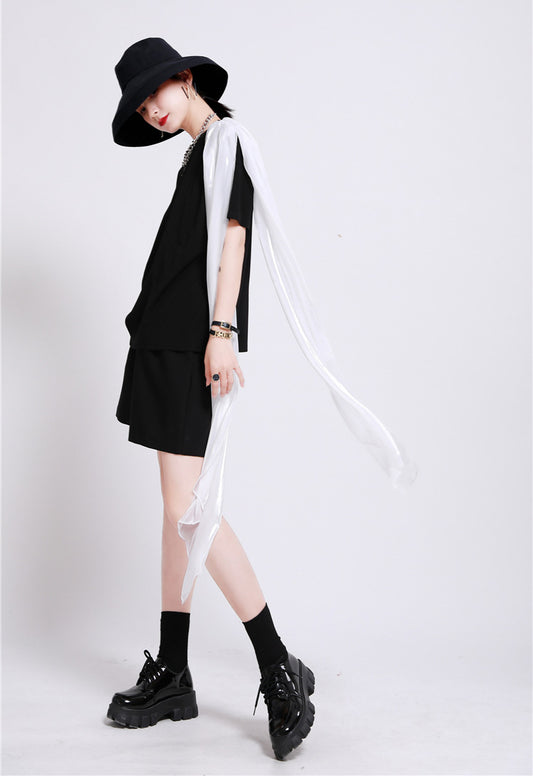 Blusa Coreana de Manga Corta con Diseño Exclusivo y Detalles en Organza - Image 2