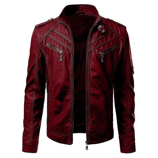 Chaqueta de Cuero Casual para Hombre - Estilo Europeo con Cierre de Cremallera - Image 2