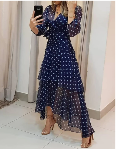 Vestido Azul Estampado para Mujer - Diseño Moderno y Versátil - Image 2