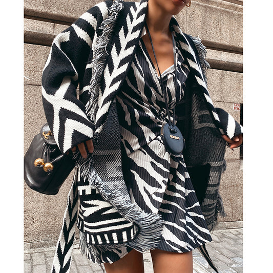 Vestido Camisero Zebra Elegante con Manga Larga Ajustado - Image 2