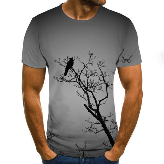 Playera Holgada para Hombre con Estampado 3D Pájaro Solitario - Image 2