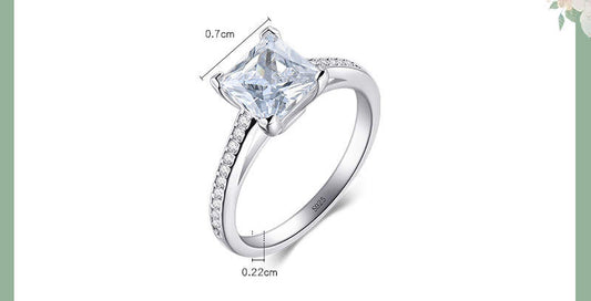 Anillo de Plata Plateado con Platino y Diamante - Lujo Clásico - Image 2