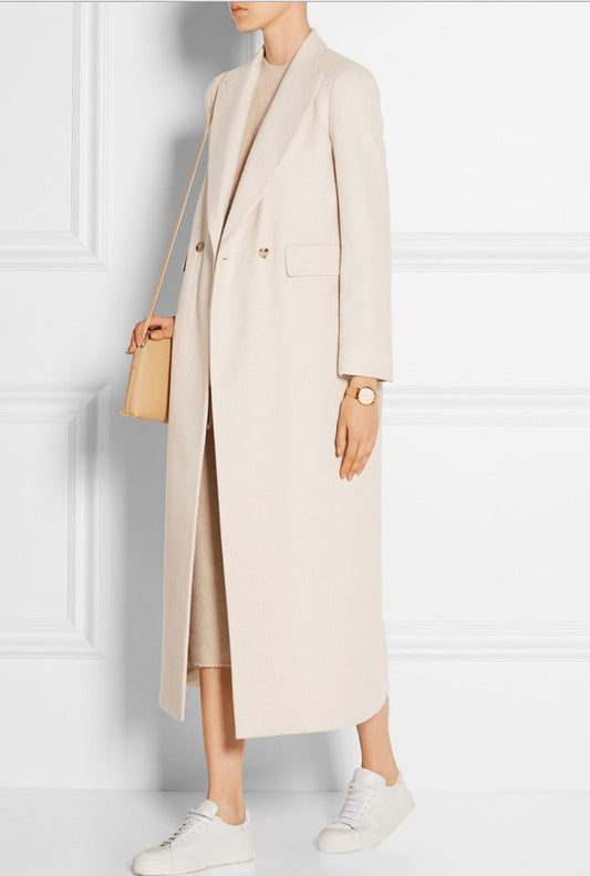 Abrigo de Cachemira Largo Doble Botonadura - Elegancia Minimalista para Otoño e Invierno - Image 2