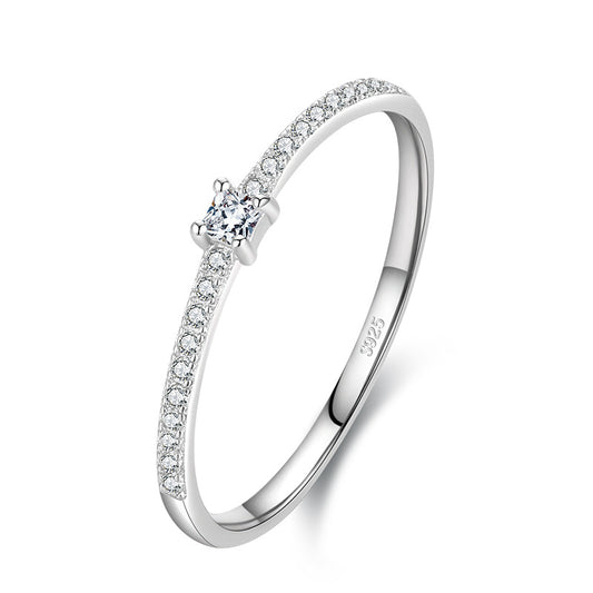 Anillo de Plata 925 Minimalista Coreano con Micro Incrustaciones para Dedo Índice - Image 2