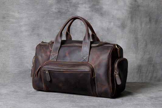 Bolsa de Viaje Cuero Vintage Retro - Equipaje de Mano Unisex Europeo - Image 2