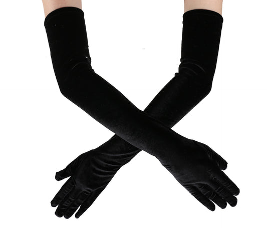 Guantes Largos de Terciopelo Negro - Calidez y Elegancia - Image 2