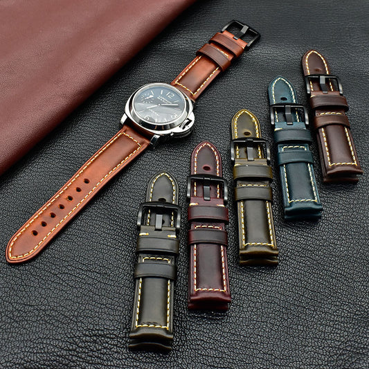 Reloj de Pulsera Vintage Artesanal en Cuero Curtido al Aceite - Correas de 18 a 24MM - Image 2