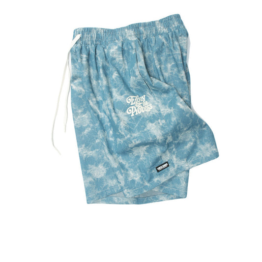 Pantalones Cortos Denim Tie-Dye Desgastado Floral Cintura Alta Unisex - Image 2