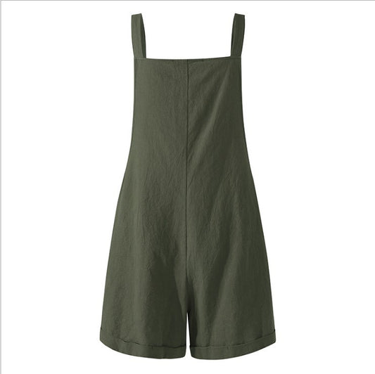 Shorts de Algodón y Lino con Botones - Diseño Casual Liso para Mujer - Image 2